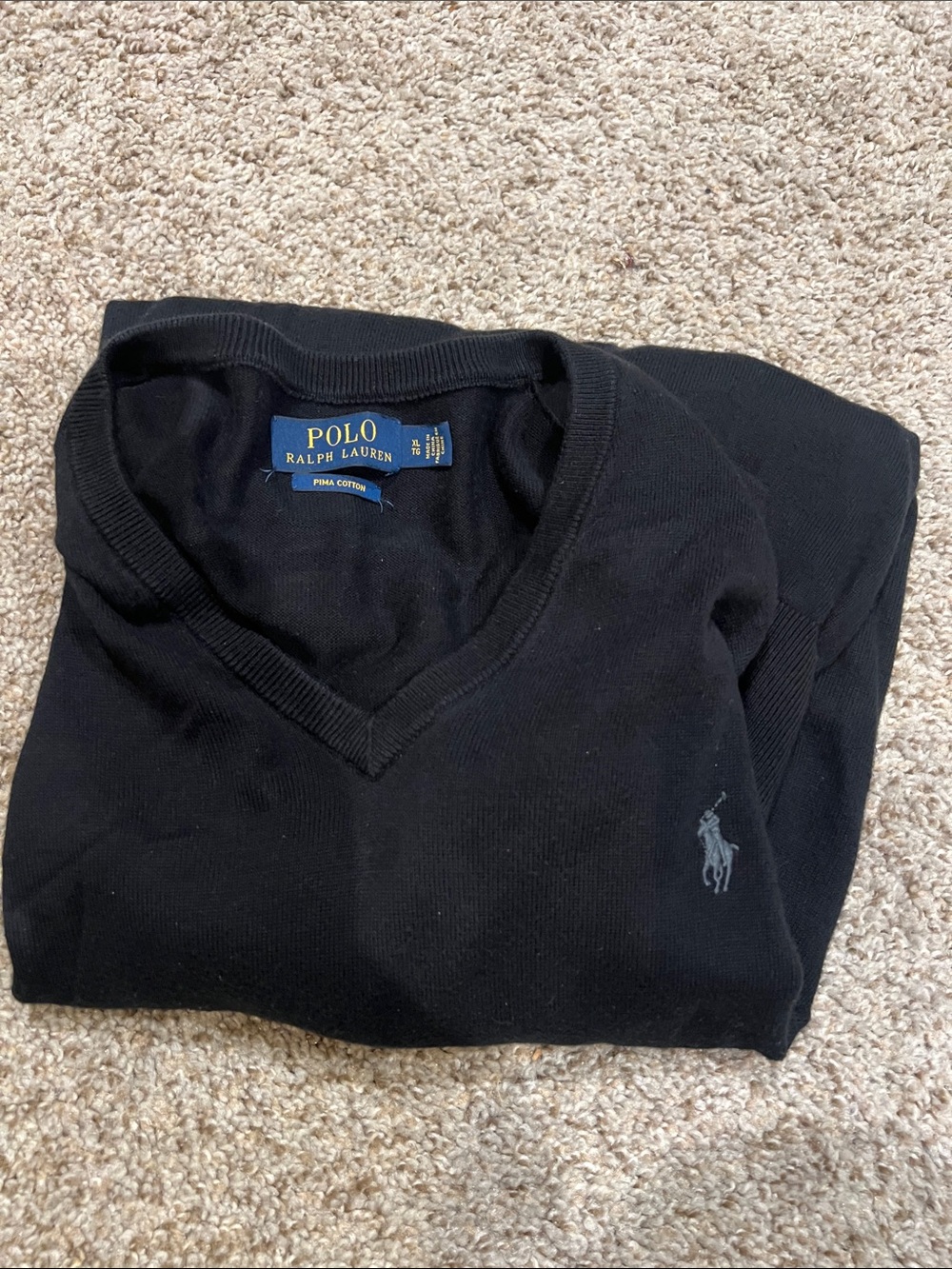 Polo by Ralph Lauren Black V-Neck Sweater with Pony Logo